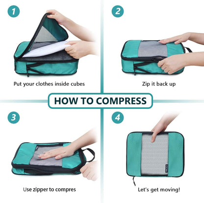 Compression Packing Cubes for Suitcases,5 Set Travel Essentials, Lightweight